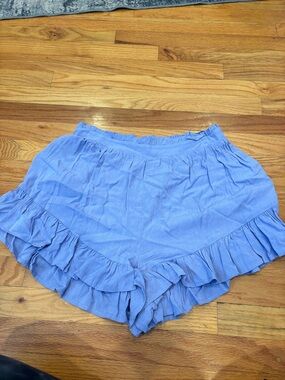 wild fable Light Blue Ruffle-Trim High Waist Shorts